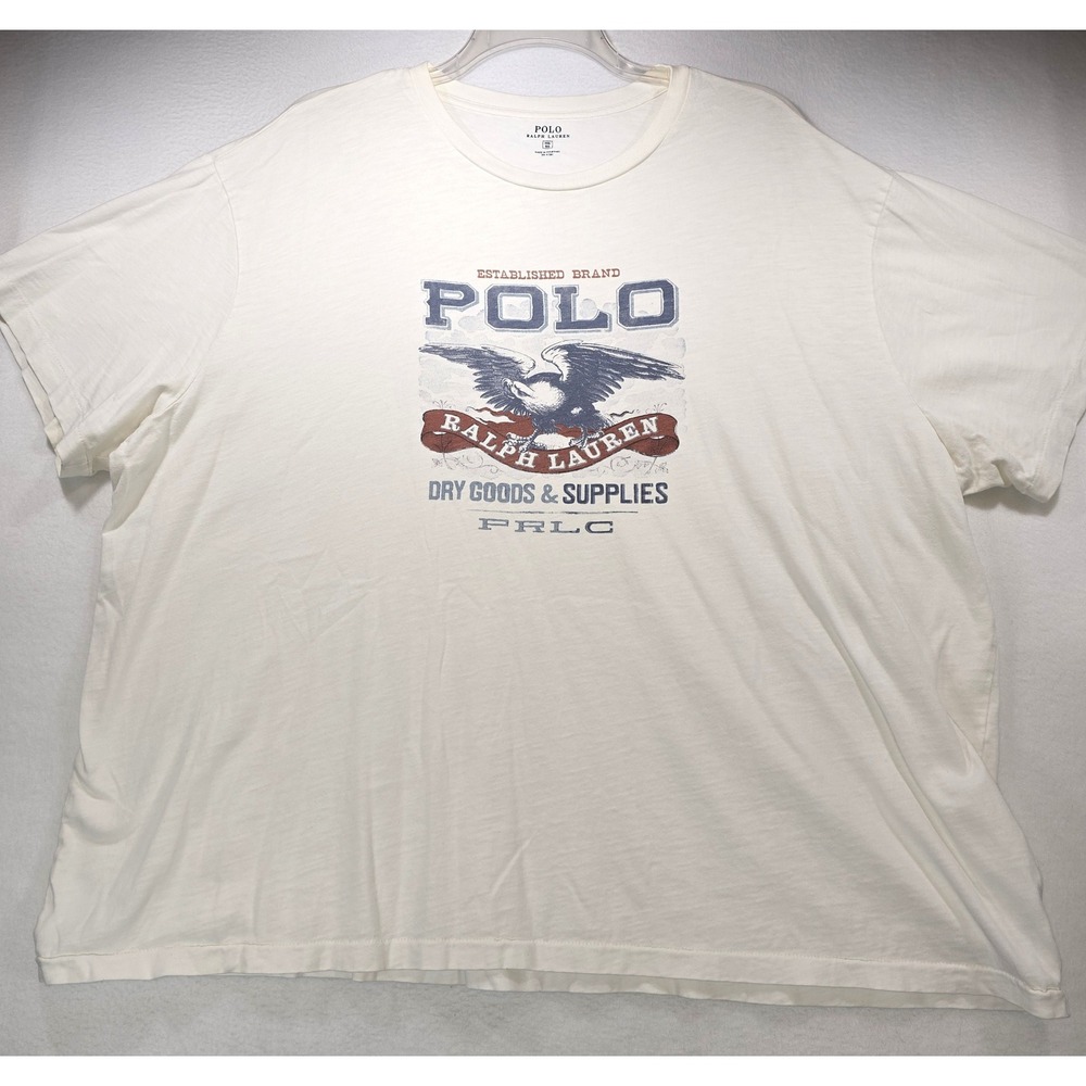 Polo Ralph Lauren Mens Cream Eagle Graphic T-Shirt 3XB Big & Tall Dry Goods PRLC